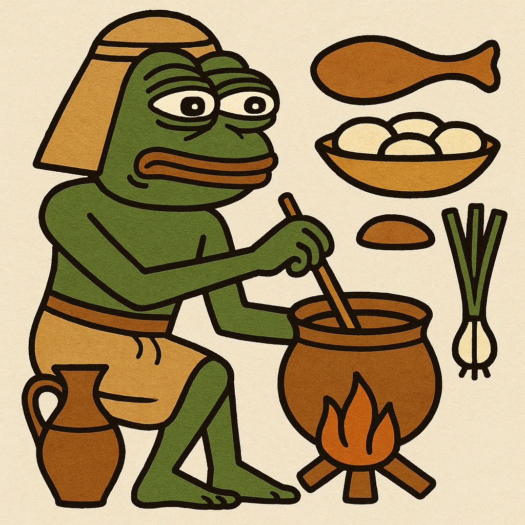 ancient Egyptian cooking scene in hieroglyphic style emoji