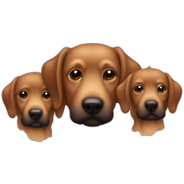 Caniche marron con dos perros grandes uno rubio otro negro emoji