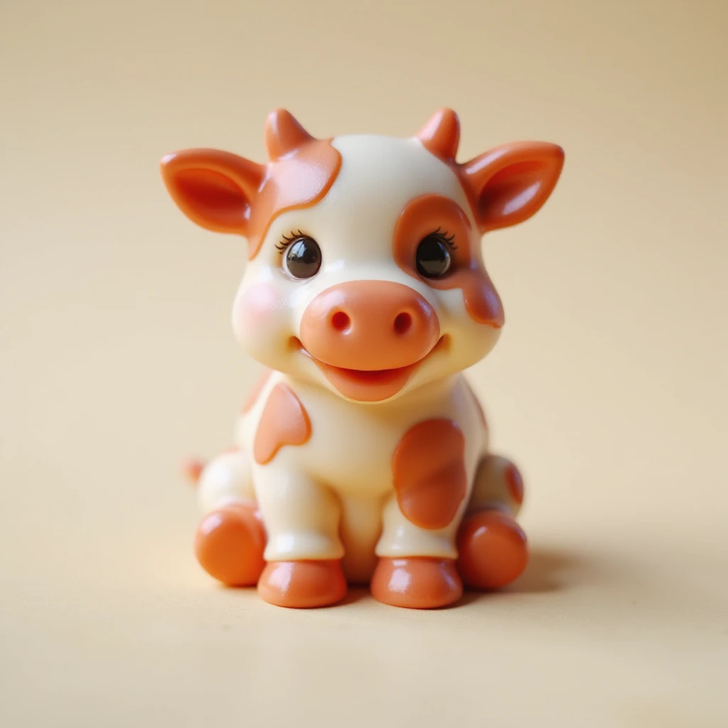realistic candy shaped like a cute cow, photorealistic style emoji
