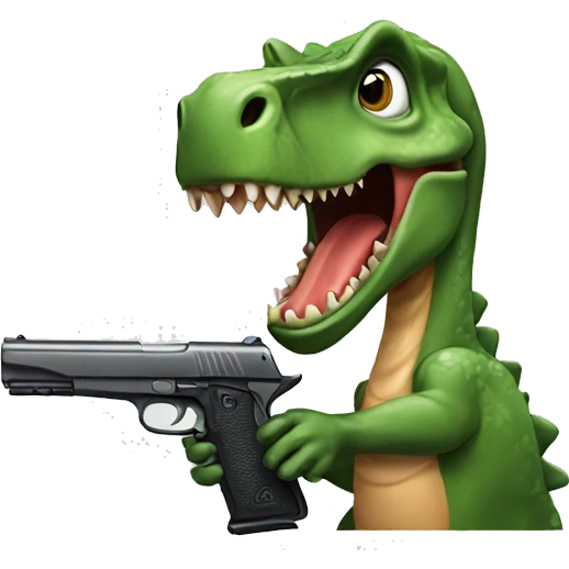 Dinosaur with pistol  emoji