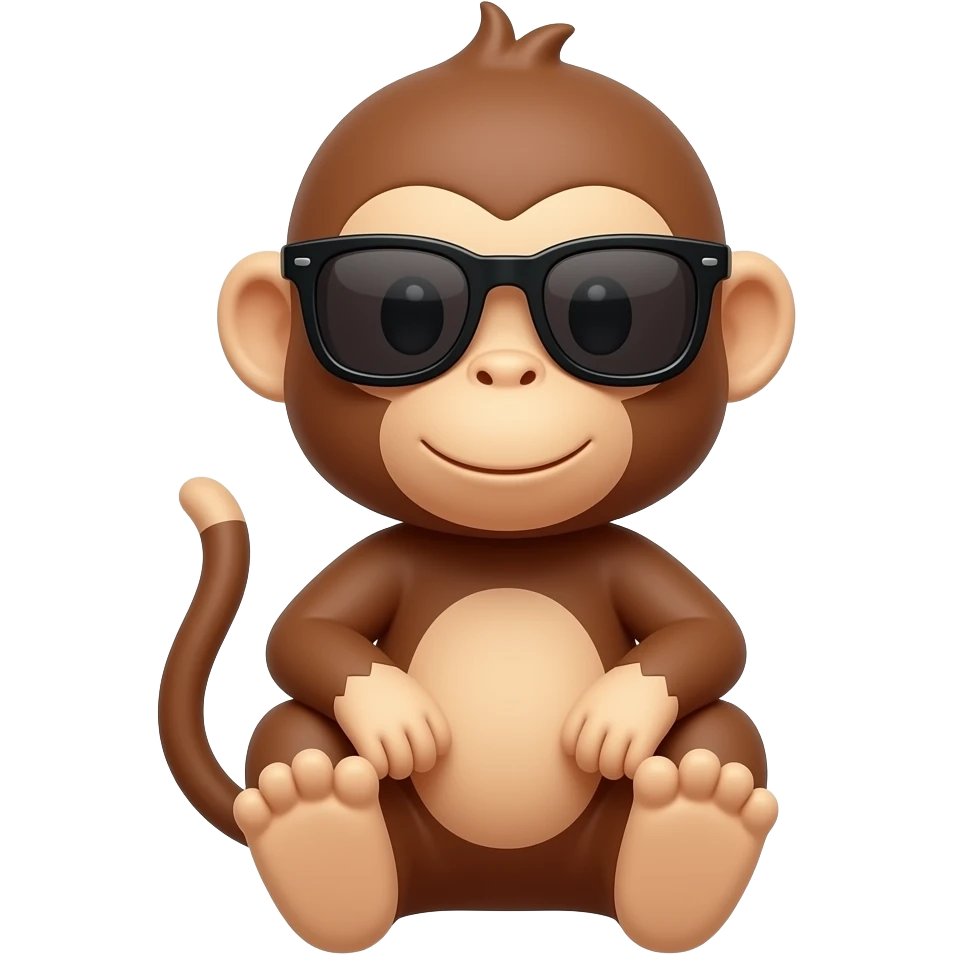 monkey sitting posse front view wear sun  glasses emoji