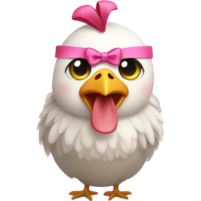 Chicken with a pink bow emoji