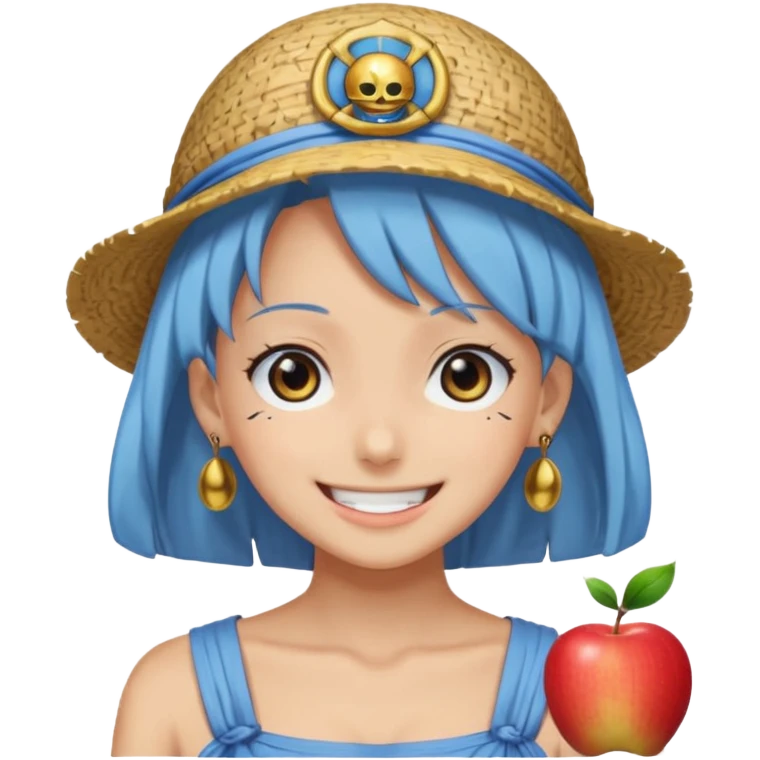 Nefertari Vivi from One Piece, smiling, anime eyes, apple style emoji emoji