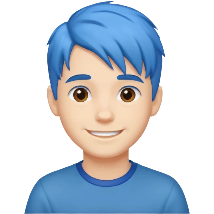 blue gamer Boy happy blue hair emoji