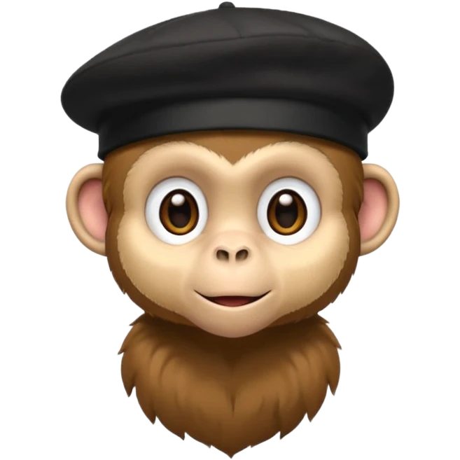 Monkey wearing black beret emoji