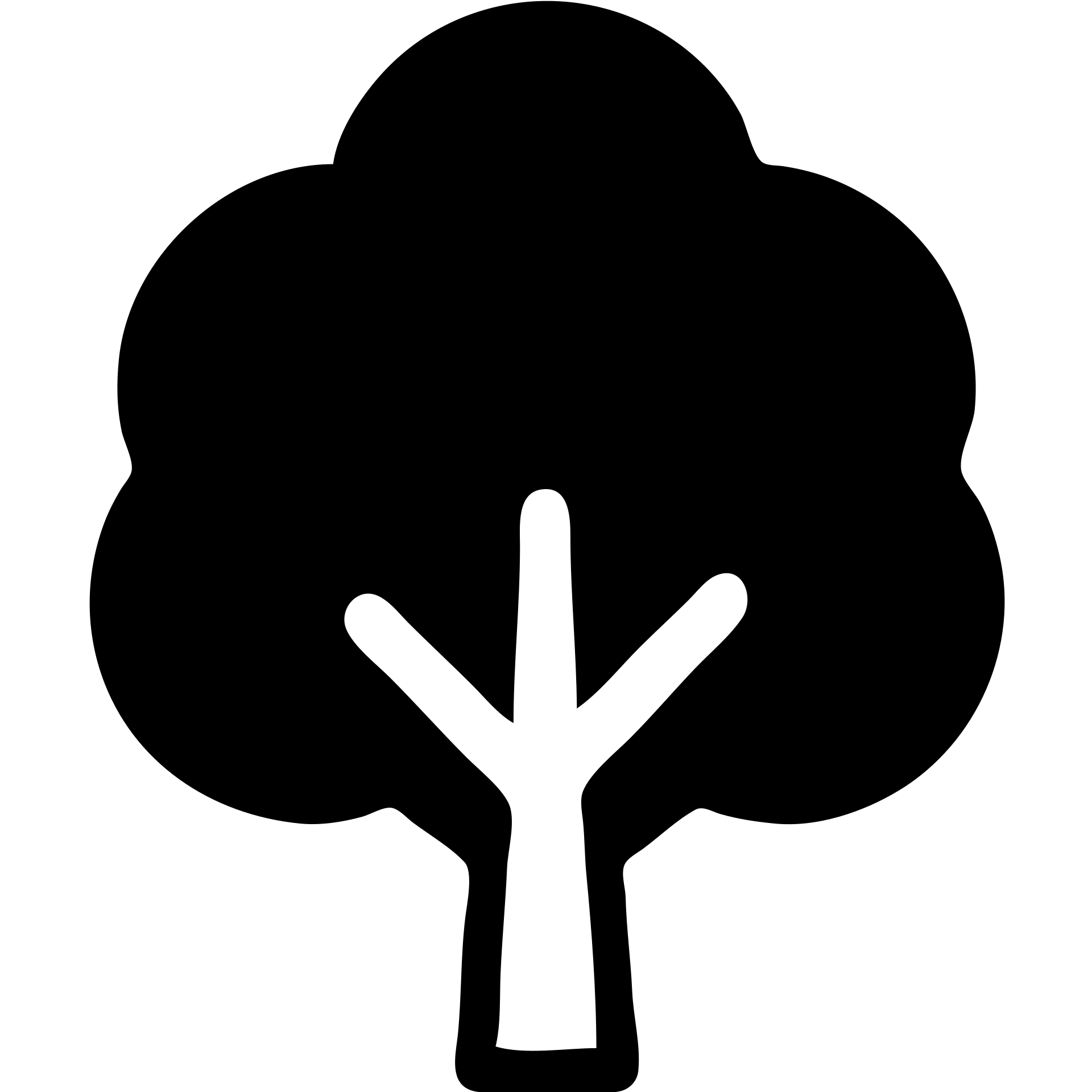 solid black filled icon of a tree, minimal and bold emoji