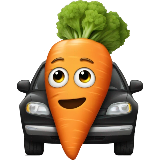 Humanlike Carrot in a car emoji