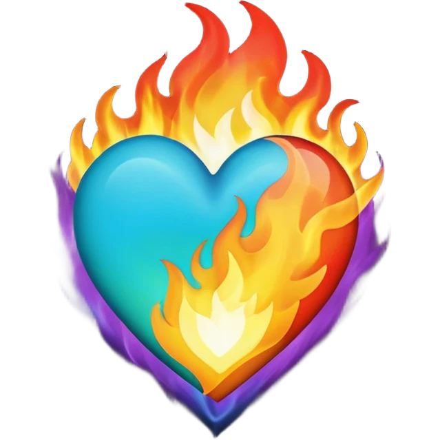 Make flaming hearts in all colours emoji