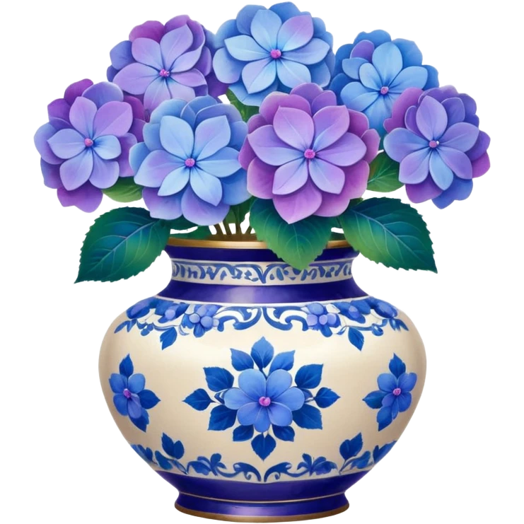Hydrangeas in vintage vase emoji