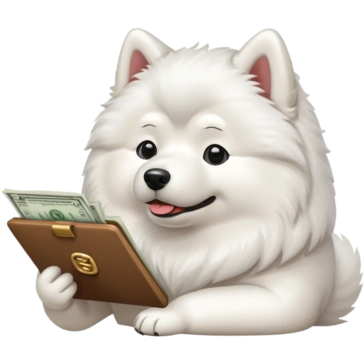Samoyed doing taxes  emoji