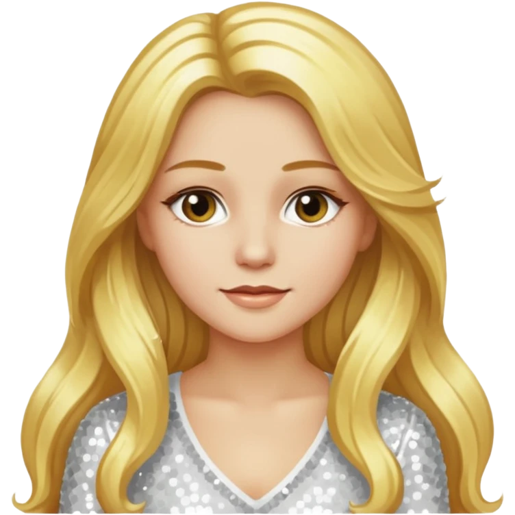 Katharina Siegel with long golden blonde hair, white sequin outfit emoji