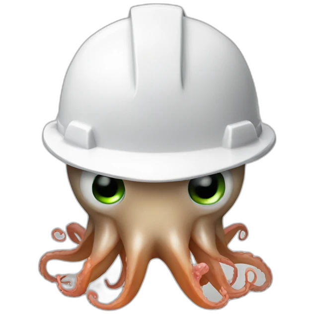 Squid wearing a hard hat emoji