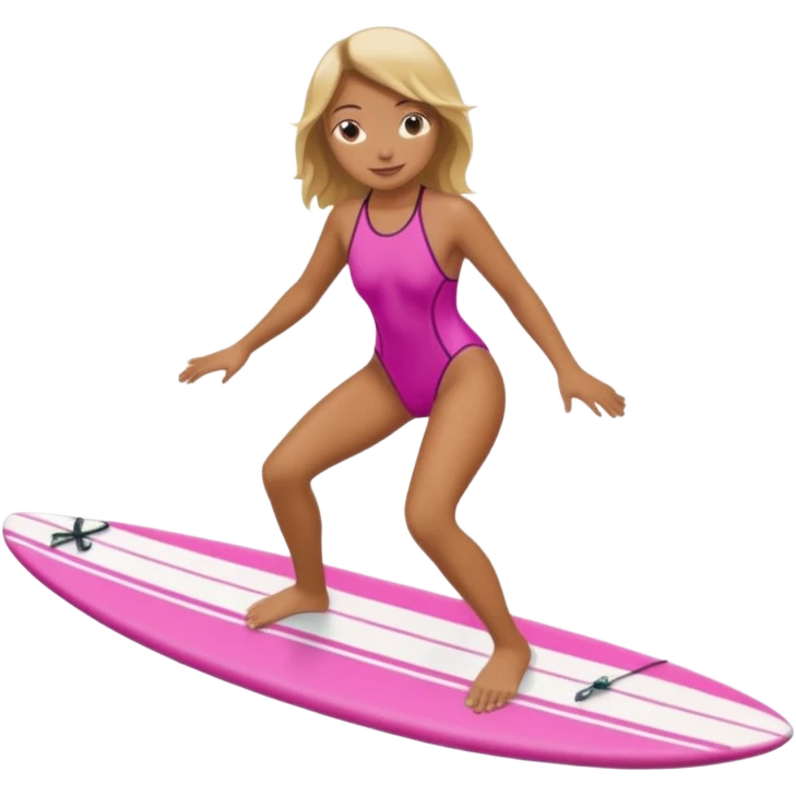Surf girl on the board in a pink one-piece swimsuit emoji