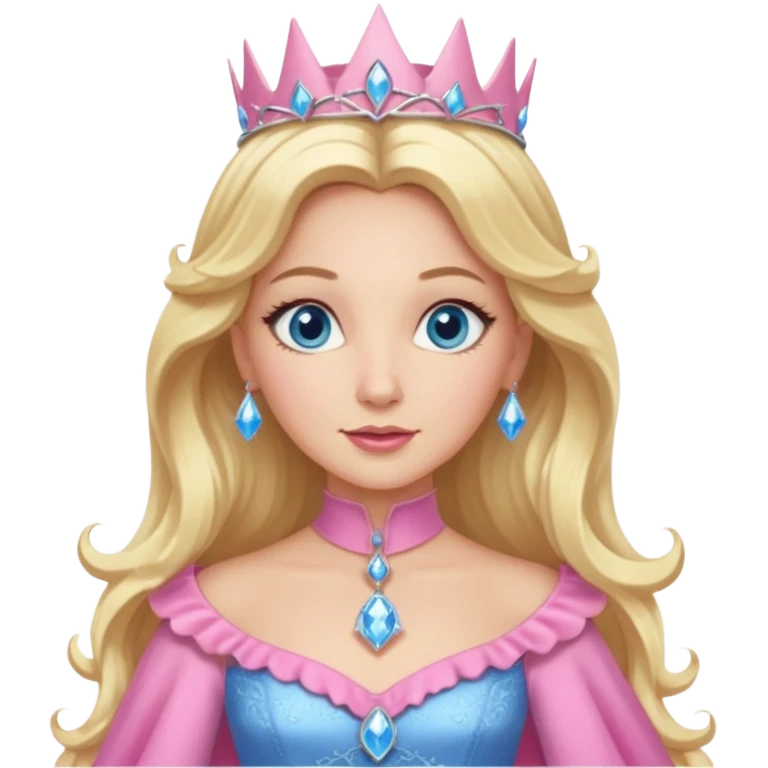 Glinda the Good Witch from the Wizard of Oz with light skin, blue eyes, blonde long hair, pink outfit emoji