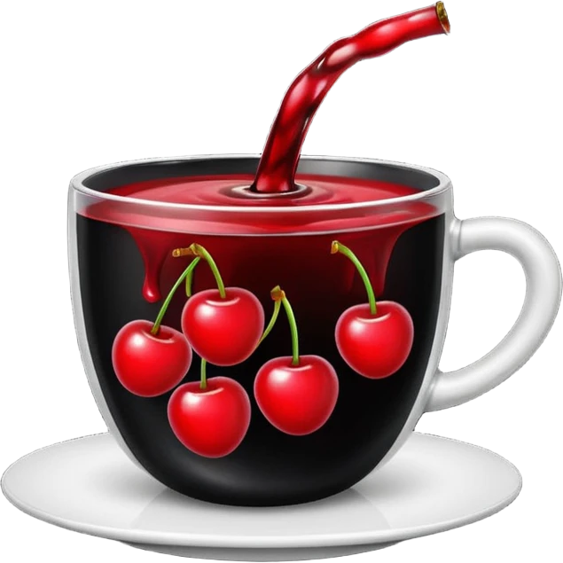 Cup of black liquid with cherrys floating in it emoji