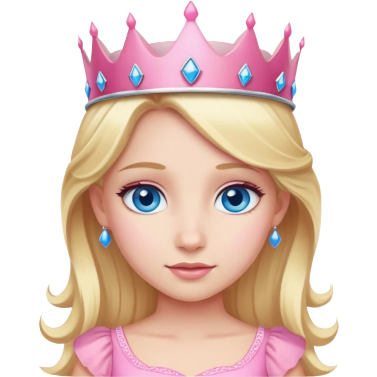 Blonde princess with blue eyes and pink crown and pink dress emoji