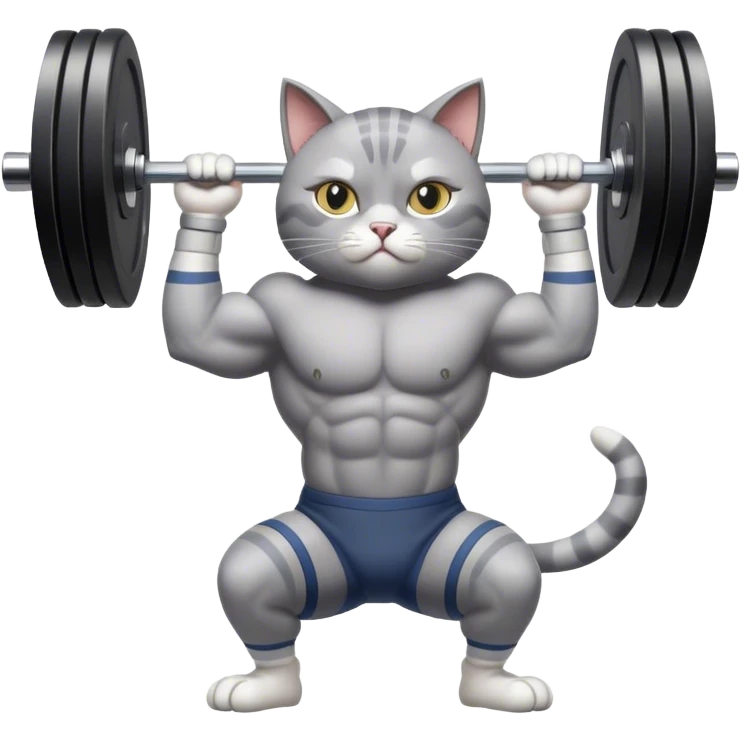 The weightlifting cat is working out in the gym. emoji