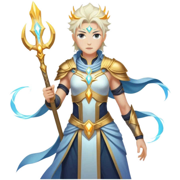 A mystical warrior born from pure aether, glowing with celestial energy and wielding divine power emoji