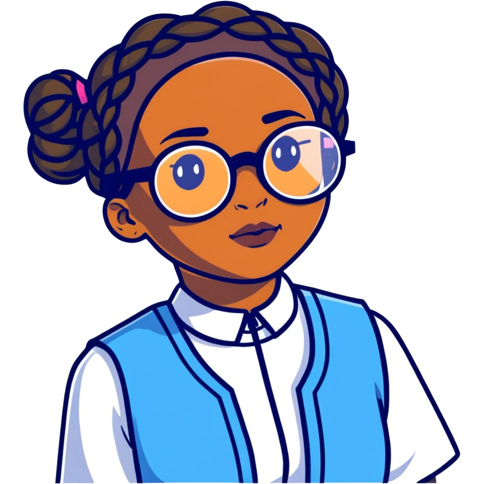 black girl with braids and hexagonal glasses  emoji