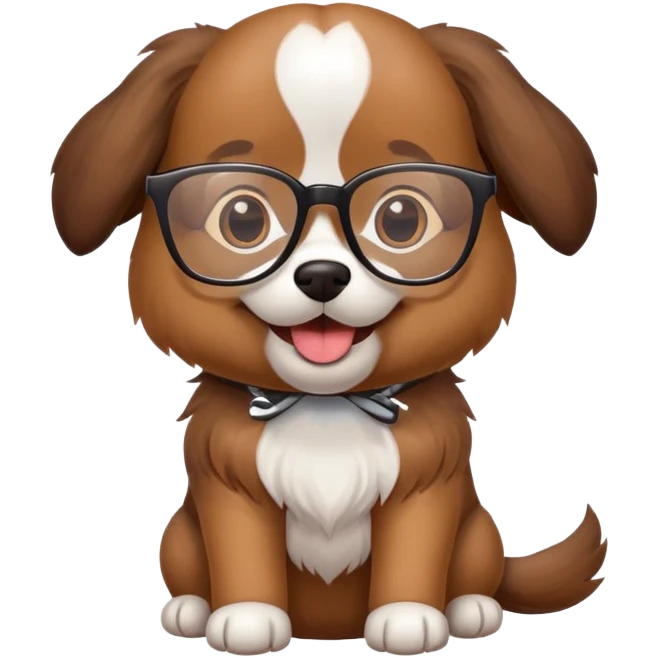 dog wearing glasses with a sweet smile emoji