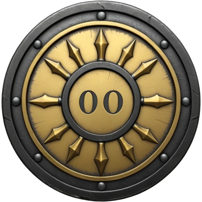 Minimal emoji, gothic metal coin made of black steel, engraved number FORTUNA at the center, ancient industrial aesthetic, worn metal texture, no glow, no neon, flat emoji design, centered, transparent background emoji