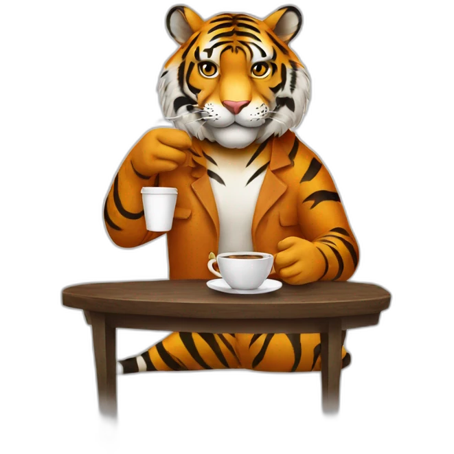tiger drinking coffee emoji