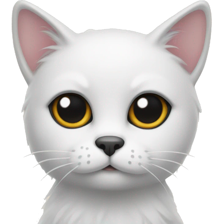 Cat with white fur black ears and heart mark on the forehead  emoji