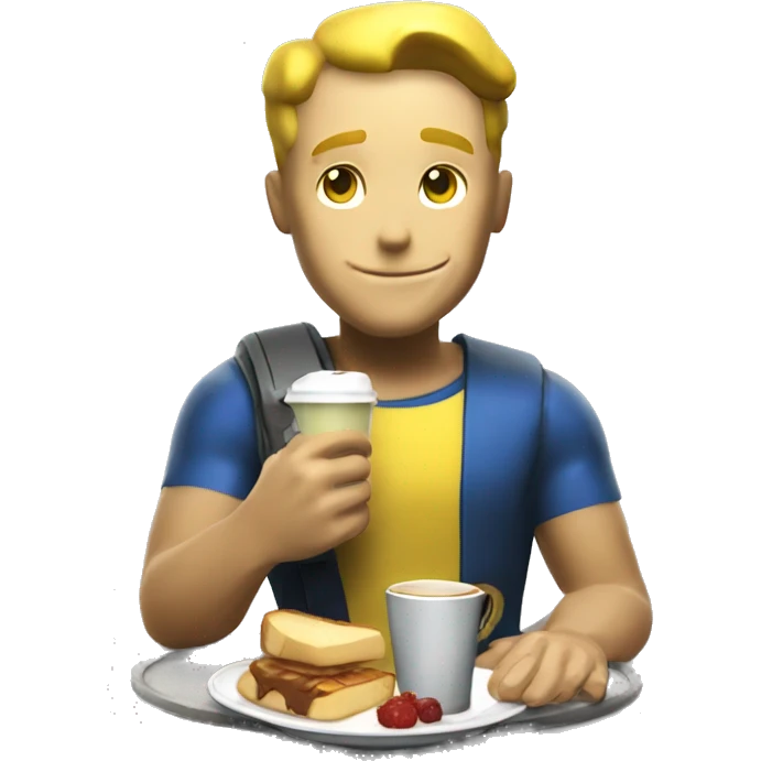 vault boy from fallout having breakfast  emoji