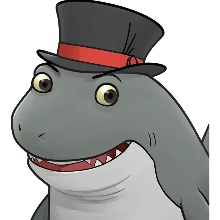 Shark with a top hat emoji