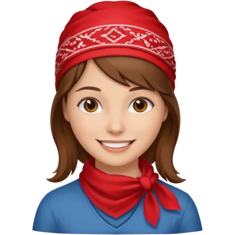 brown haired woman with wearing red bandana emoji