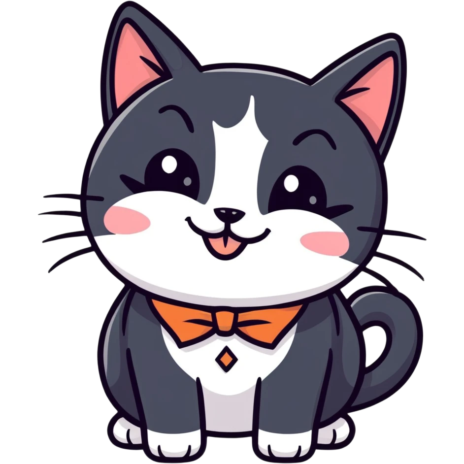 tuxedo cat grinning emoji