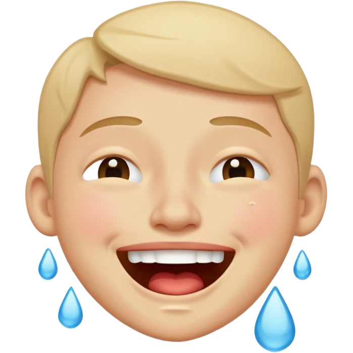 laughing with tears face  but looks exhausted and crazy emoji