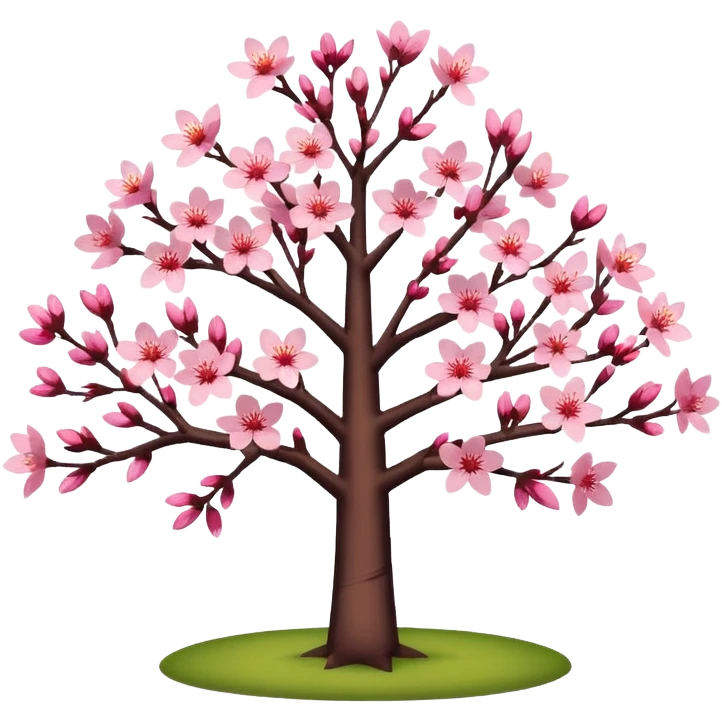Sakura tree and sun emoji