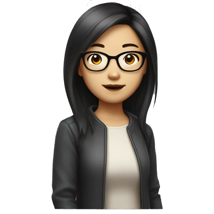 An asian chinese neryd look girl with shouler hair length and in glasses emoji