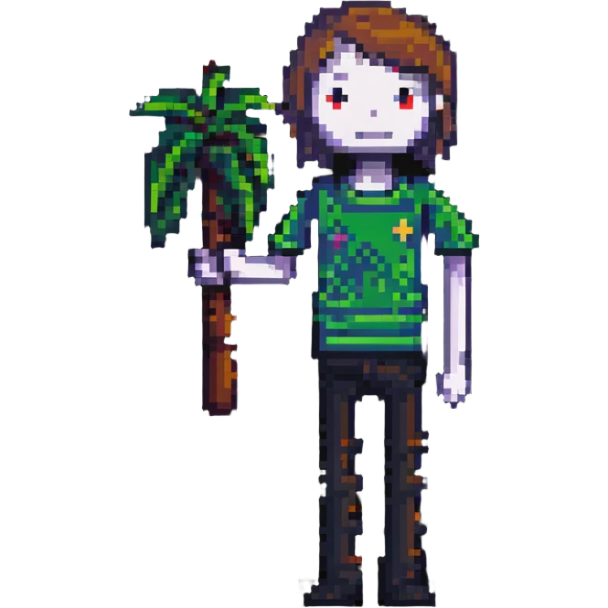 pixel art stick man with a T-shirt, minimal emoji