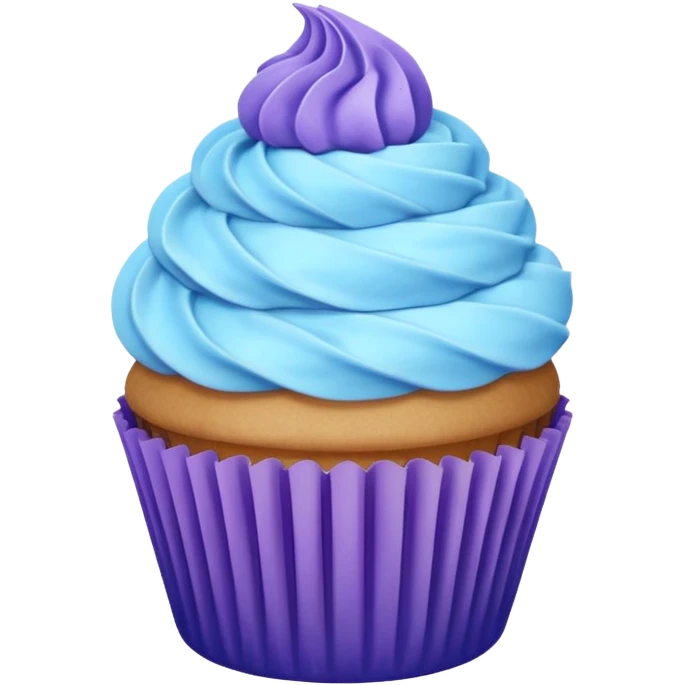 Cupcake: blue cream, purple paper emoji