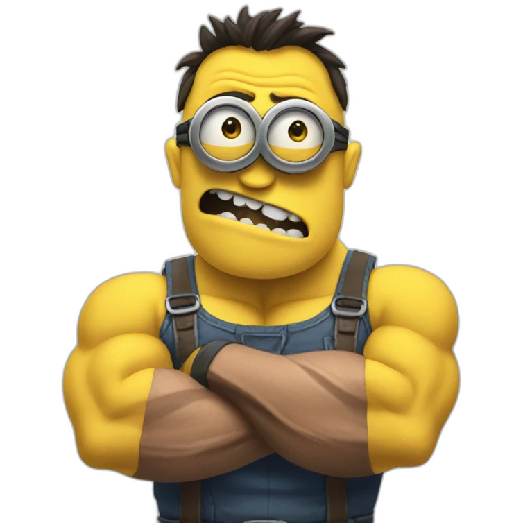 cursed minion with big muscles emoji