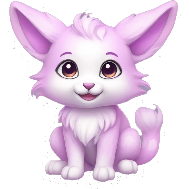 Kawaii cute colorful bright light pastel lilac-pink-white-gradient fantasy ethereal anthro fursona animal creature emoji