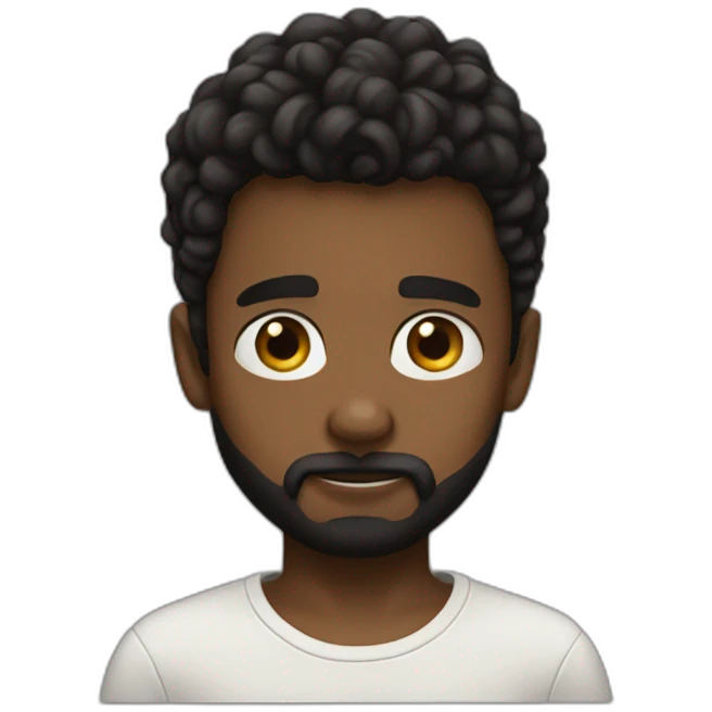 Boy black Hari and one eye ball move right little small beard only  emoji