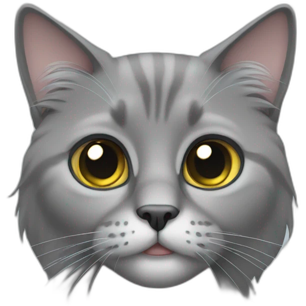 grey long hair cat huge eyes emoji