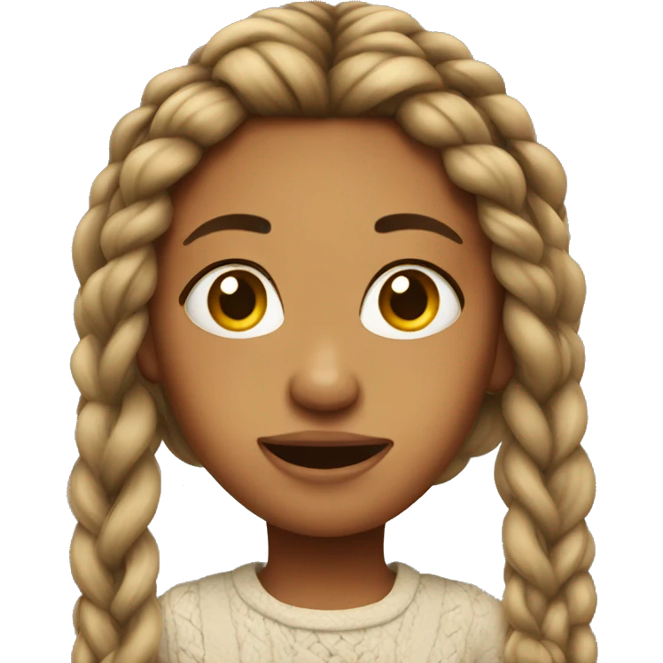Ugly girl with braided hair emoji