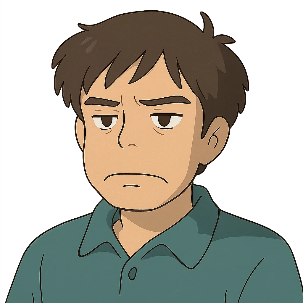 ghibli style not very satisfied human face emoji