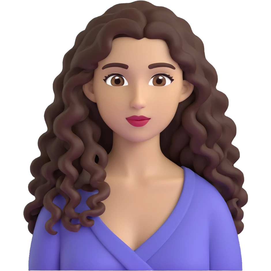 attractive Greek woman with long curly dark brown hair and light skin emoji