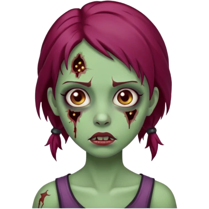 girl zombie with burgundy hair emoji emoji