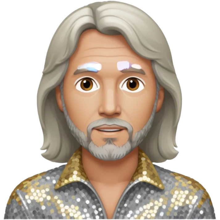 Barry Gibb from Bee Gees with light grey sequin outfit emoji