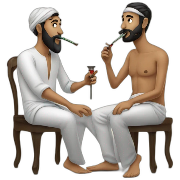 Two Middle Eastern men smoking hookah emoji