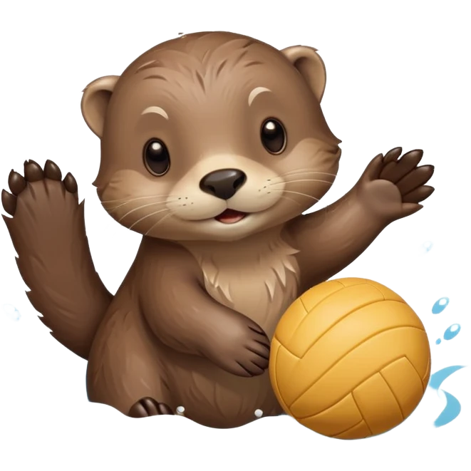 adorable otter floating on water holding a volleyball with both paws above water emoji