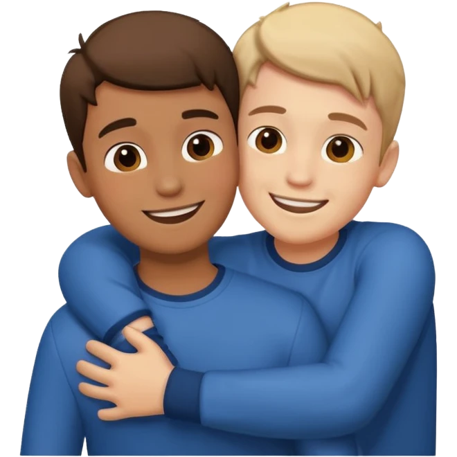 Two boy friends hug emoji
