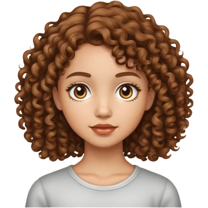 Light skinned medium Length brown curly haired girl emoji