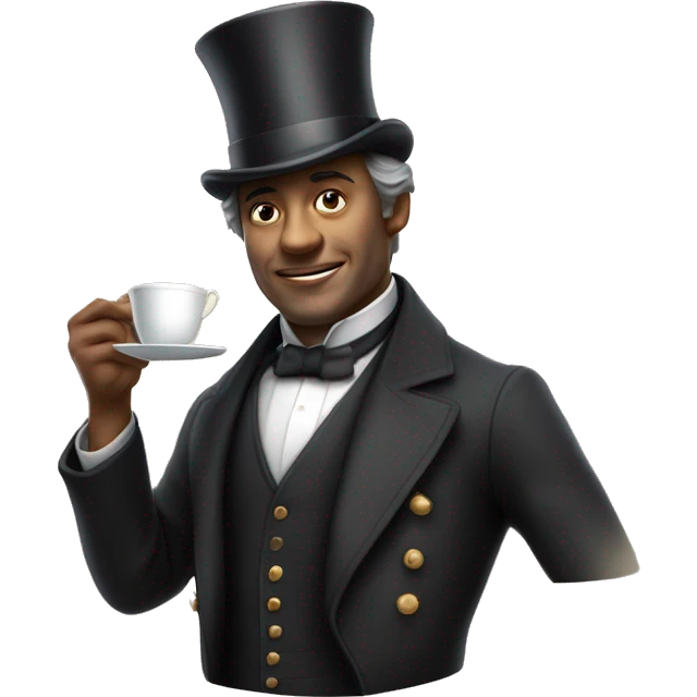 Photorealistic man A British gentleman in a monocle and a top hat with a cup of tea in his hand emoji